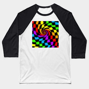 Trippy Rainbow Checkerboard Pattern Baseball T-Shirt